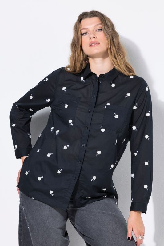 Chemisier coupe Boxy et broderie florale