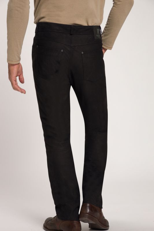 Pantalon regular Fit 5 poches en cuir de buffle