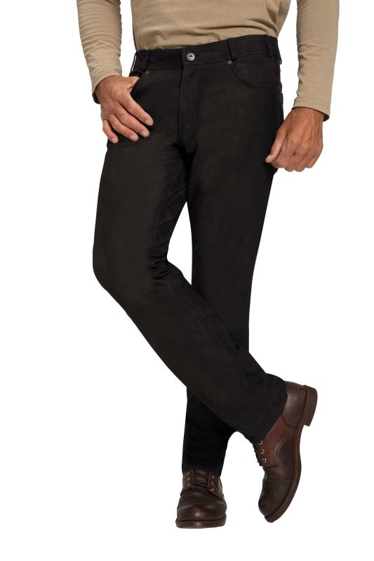Pantalon regular Fit 5 poches en cuir de buffle