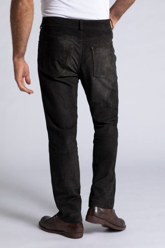 Pantalon regular Fit 5 poches en cuir de buffle