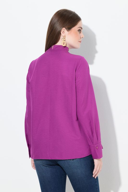 Chemise en tissu Oxford, col calice et manches longues