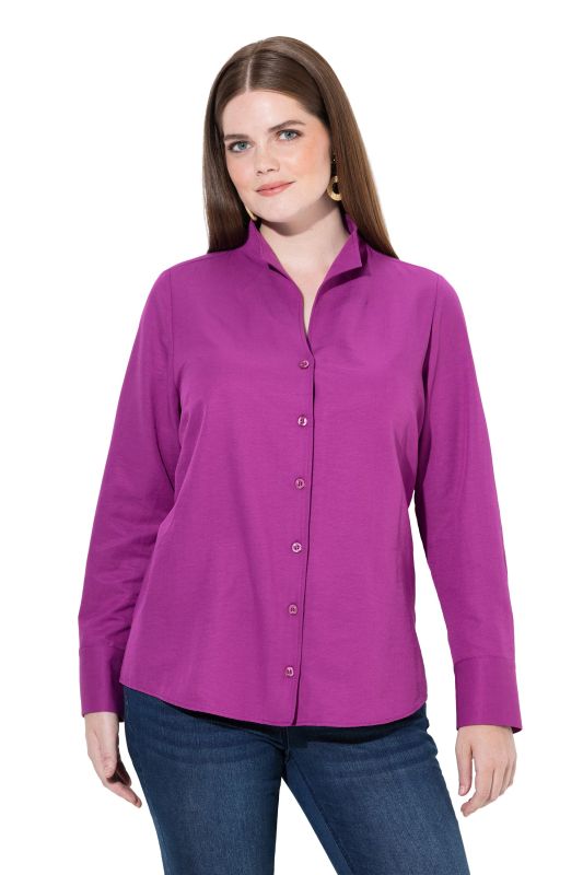 Chemise en tissu Oxford, col calice et manches longues