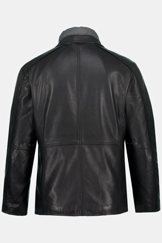 Veste en cuir nappa d'agneau, empiècement matelassé, zip