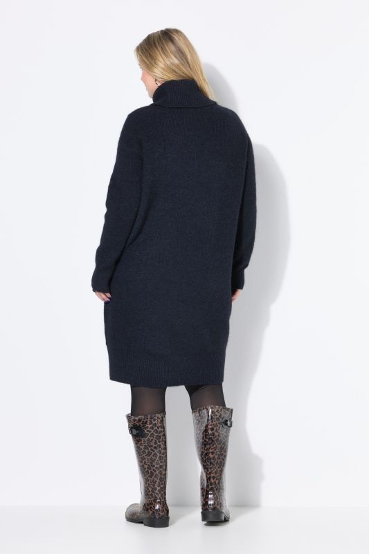 Robe oversize en maille, longueur mini, col roulé, manches longues