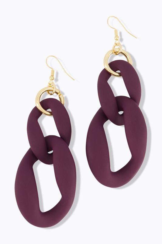 Boucles d'oreilles imposantes, grands maillons, surface matte