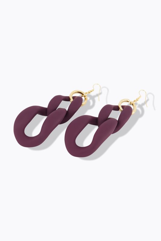Boucles d'oreilles imposantes, grands maillons, surface matte