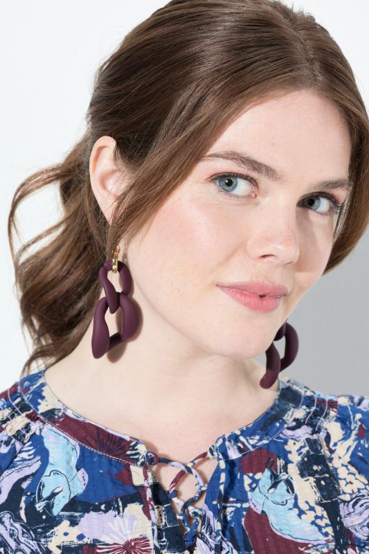 Boucles d'oreilles imposantes, grands maillons, surface matte