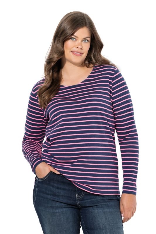T-shirt rayé, manches longues et décolleté rond