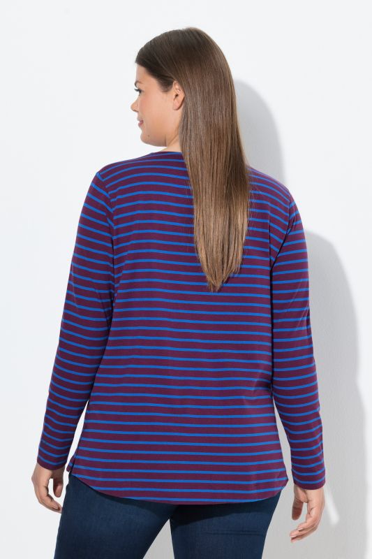 T-shirt rayé, manches longues et décolleté rond
