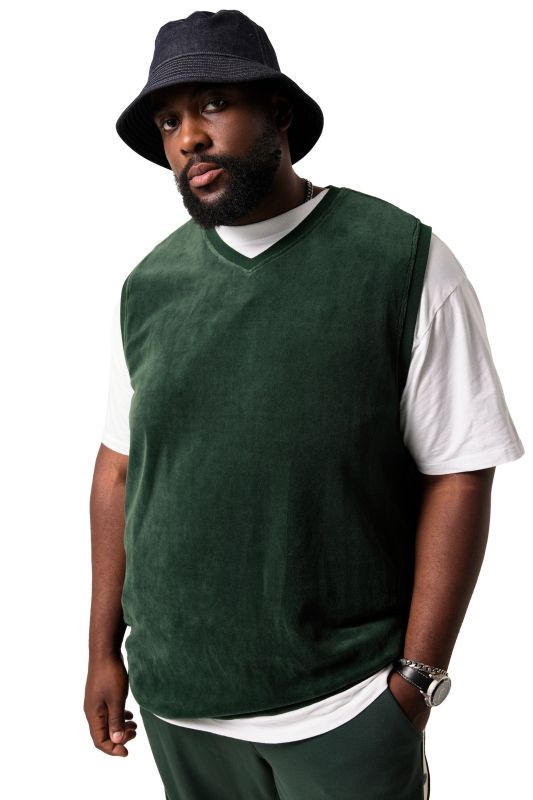 Pull sans manches STHUGE, velours, encolure V - jusqu'au 8&nbsp;XL