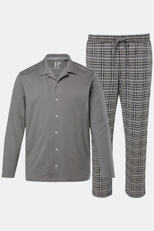 Pyjama JP1880. Collection Homewear. Deux pièces avec T-shirt à manches longues et boutons – jusqu'au 8&nbsp;XL