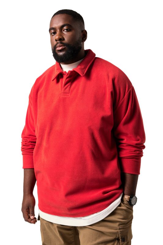 Pull en polaire STHUGE, col polo - jusqu'au 8 XL