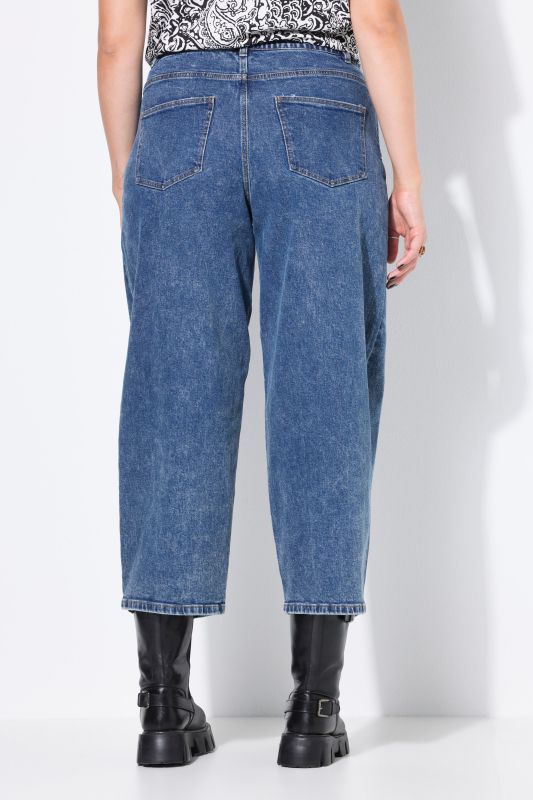 Jean barrel, coupe Wide Ballon Legs, taille haute et coutures fantaisie