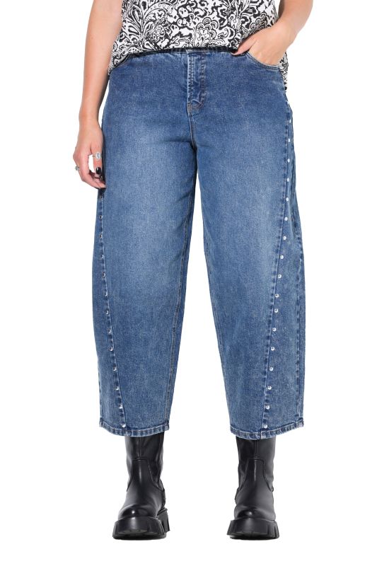 Jean barrel, coupe Wide Ballon Legs, taille haute et coutures fantaisie