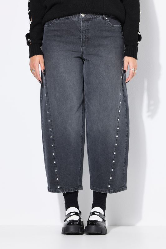 Jean barrel, coupe Wide Ballon Legs, taille haute et coutures fantaisie