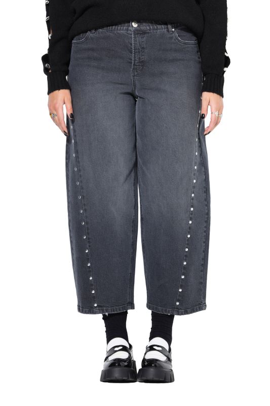 Jean barrel, coupe Wide Ballon Legs, taille haute et coutures fantaisie