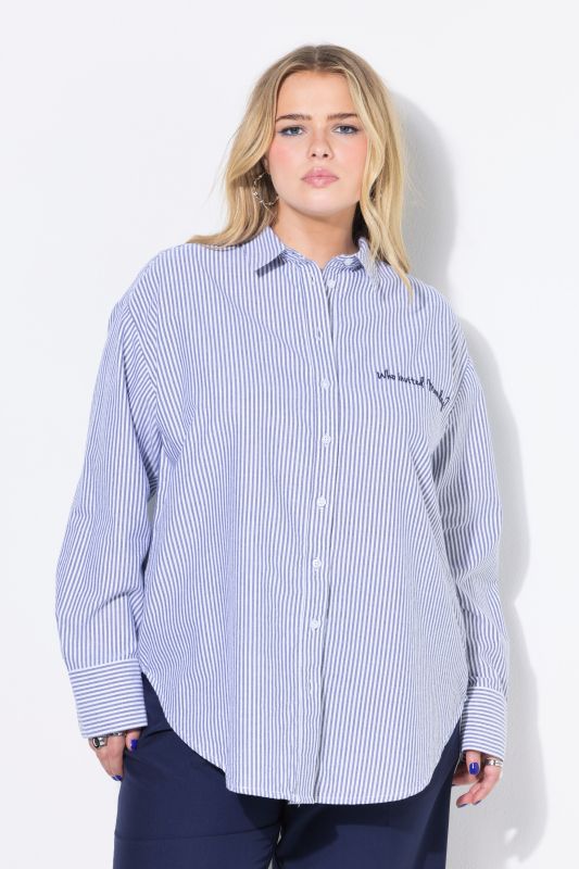 Chemisier oversize à rayures, broderie