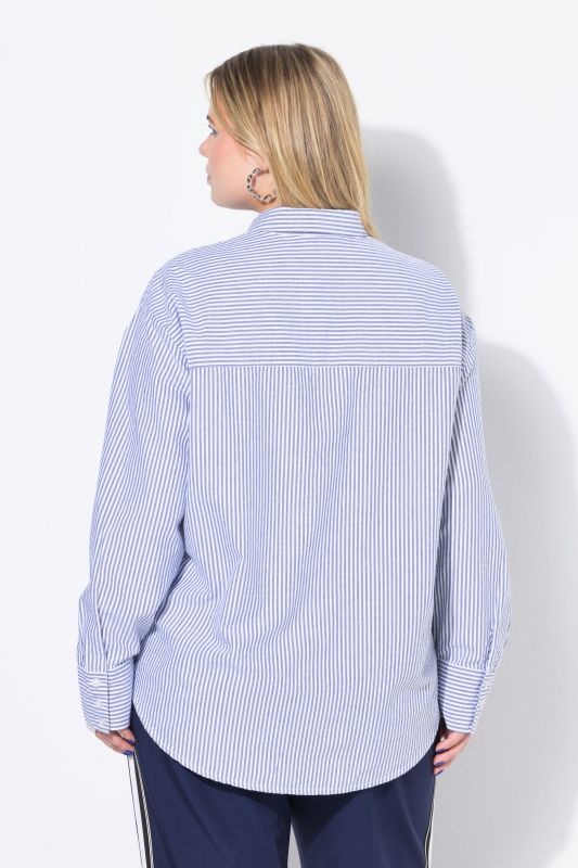 Chemisier oversize à rayures, broderie