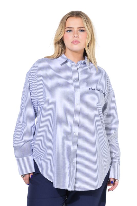 Chemisier oversize à rayures, broderie