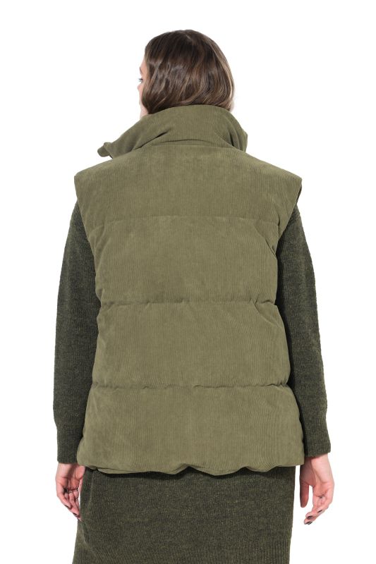 Gilet matelassé oversize en velours côtelé, 2 poches