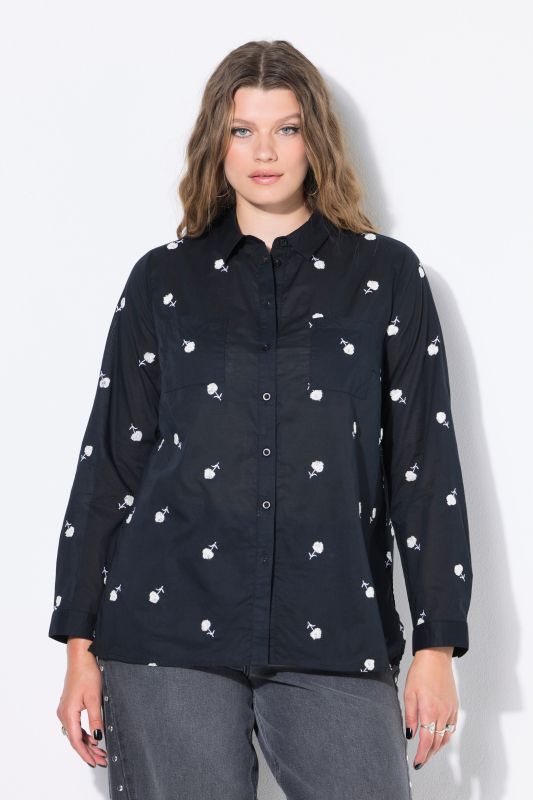 Chemisier coupe Boxy et broderie florale