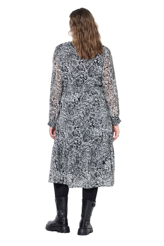 Robe midi évasée, texture et motif cachemire