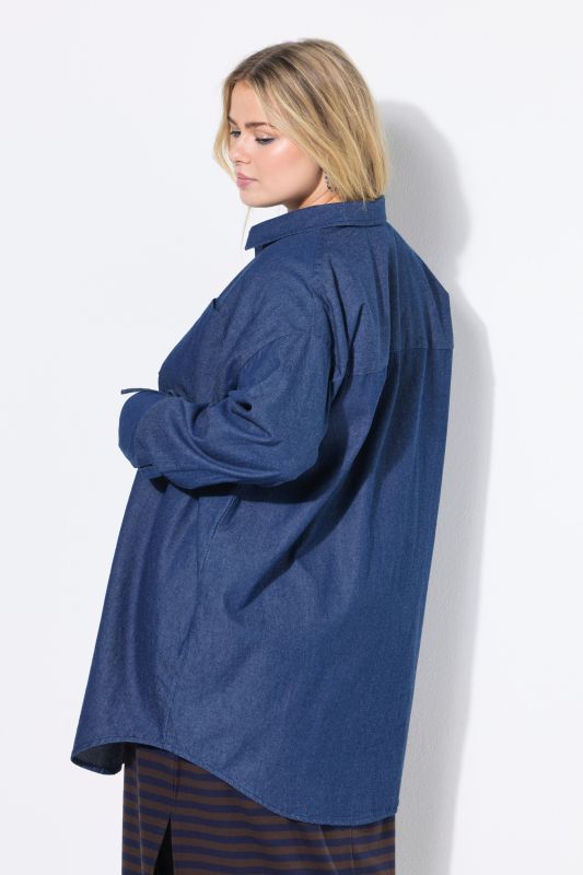 Chemisier oversize effet denim à manches longues pouvant être froncées