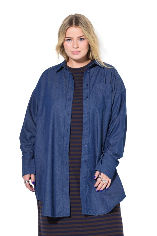 Chemisier oversize effet denim à manches longues pouvant être froncées