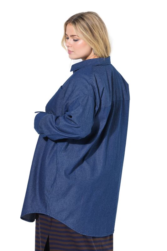 Chemisier oversize effet denim à manches longues pouvant être froncées