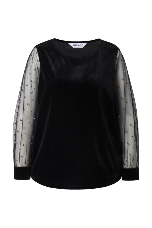 Tunique en velours, avec manches scintillantes, coupe Wide Straight Shape