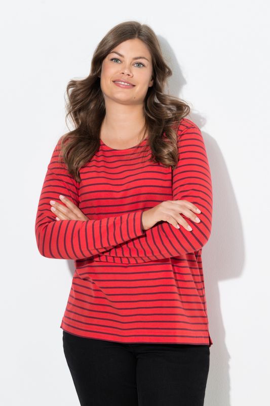 T-shirt rayé, manches longues et décolleté rond
