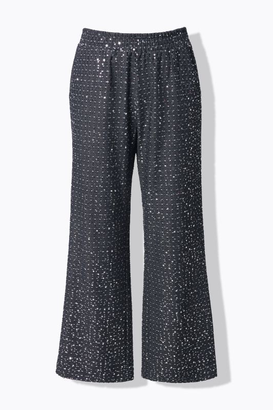 Jean coupe Wide Legs, aspect denim, paillettes