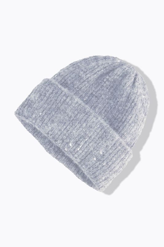 Bonnet en maille côtelée à paillettes