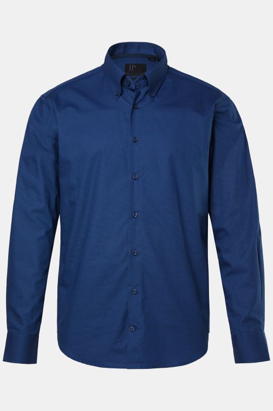 Chemise JP 1880 micro-imprimé, manches longues et col à pointes boutonnées, coupe Modern Fit - jusqu'au 8 XL