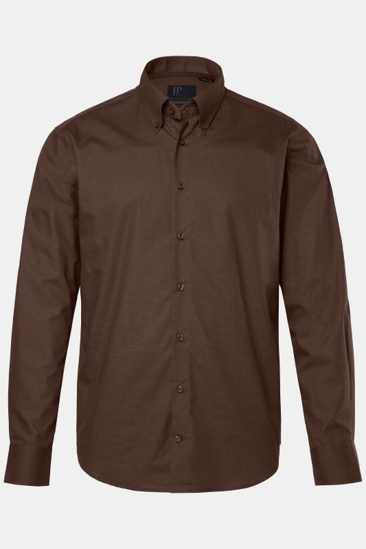 Chemise JP 1880 micro-imprimé, manches longues et col à pointes boutonnées, coupe Modern Fit - jusqu'au 8 XL