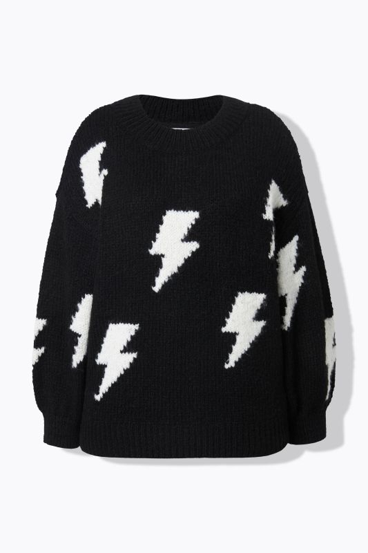 Pull oversize à maille épaisse, motif éclairs
