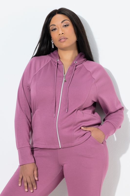 Veste en molleton à capuche, poches zippées et manches longues raglan