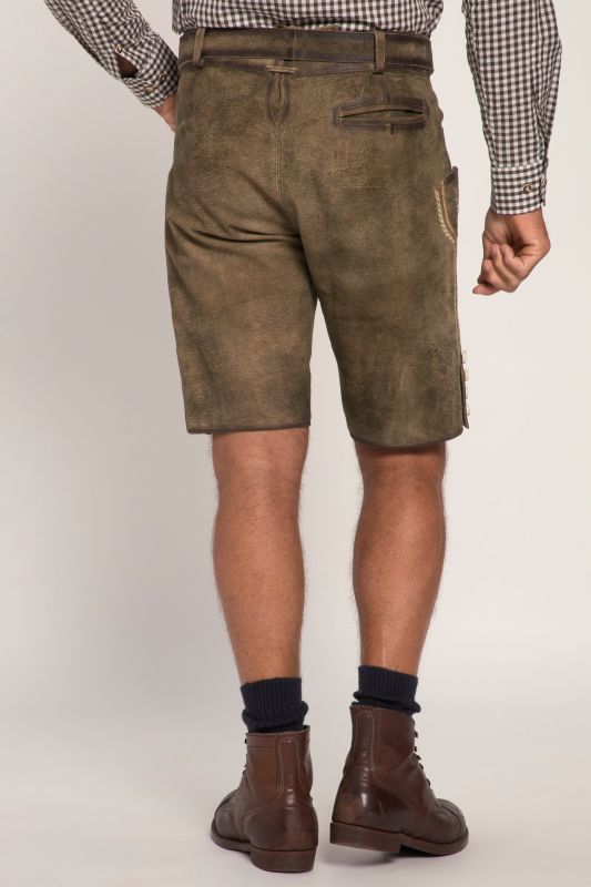 Pantalon en cuir de chèvre, s'inspirant des tenues traditionnelles bavaroises, avec broderies typiques - ceinture en cuir offerte