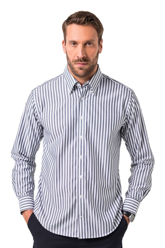 Chemise rayée à manches longues, collection Business, col à pointes boutonnées avec boutons invisibles, Easy Care, coupe Modern Fit - jusqu'au 8&nbsp;XL