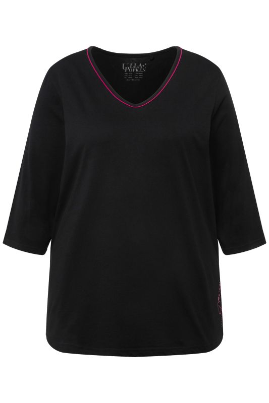 Pyjama motif chats, col en V, manches 3/4 et poches