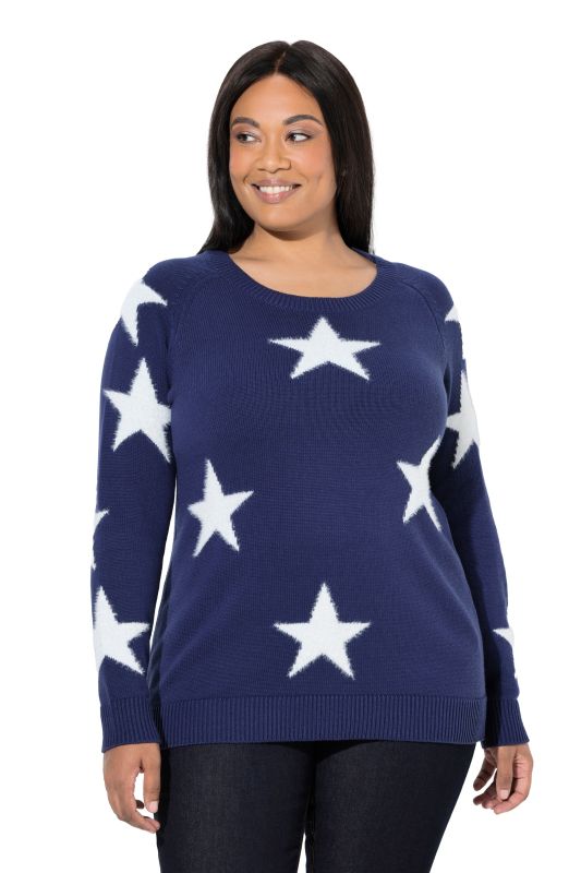 Pull à col rond et manches longues raglan, étoiles brillantes