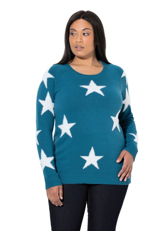 Pull à col rond et manches longues raglan, étoiles brillantes