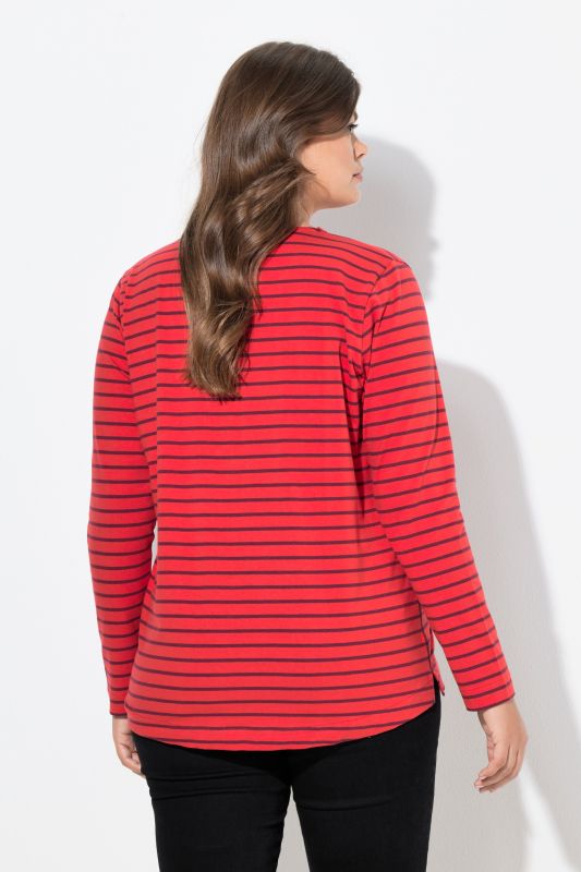 T-shirt rayé, manches longues et décolleté rond