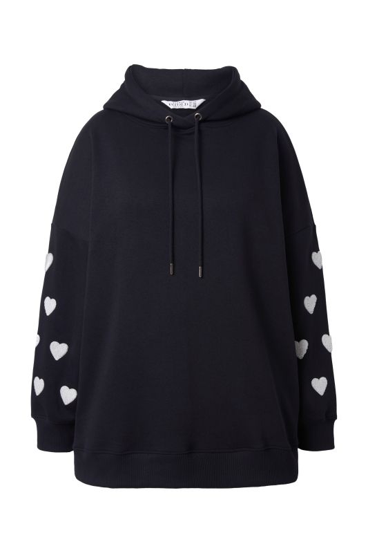 Sweat-shirt à capuche ultra-oversize, molleton, petits cœurs sur les bras