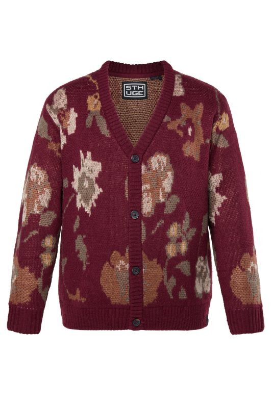 Cardigan STHUGE oversize, maille motif floral - jusqu'au 7 XL