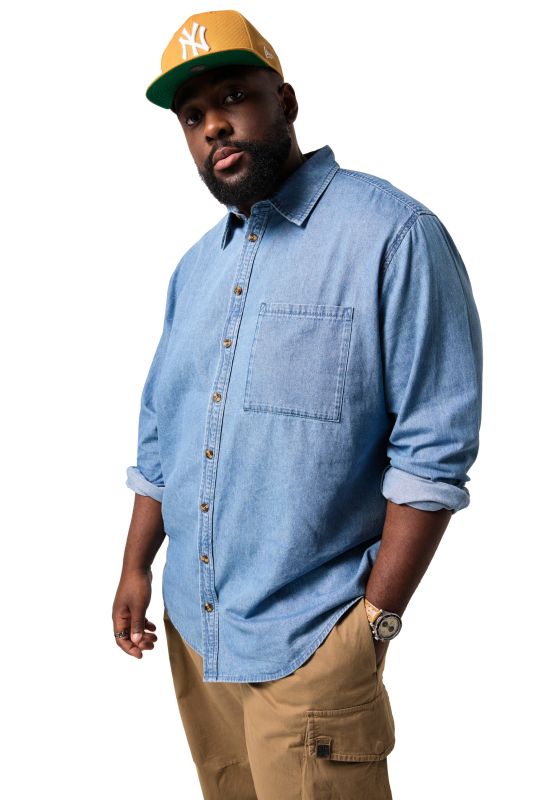 Chemise en jean STHUGE à manches longues, coupe Modern Fit - jusqu'au 8 XL