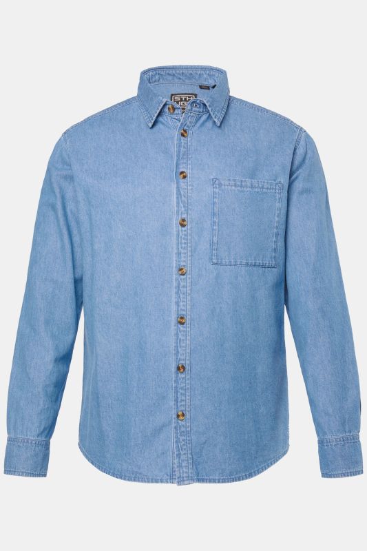 Chemise en jean STHUGE à manches longues, coupe Modern Fit - jusqu'au 8 XL