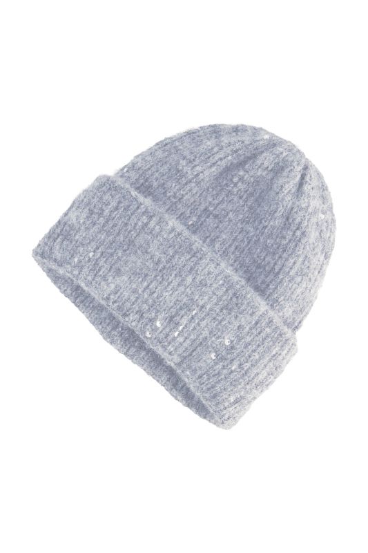 Bonnet en maille côtelée à paillettes