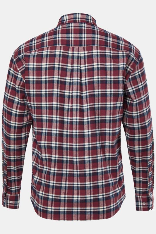 Chemise en flanelle à carreaux, manches longues et col à pointes boutonnées, coupe Modern Fit