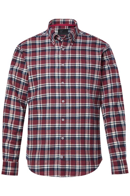 Chemise en flanelle à carreaux, manches longues et col à pointes boutonnées, coupe Modern Fit
